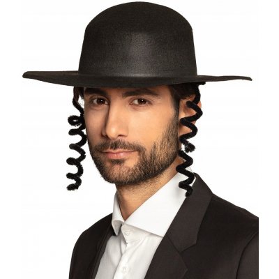 Černý klobouk rabín s vlasy – Zboží Dáma