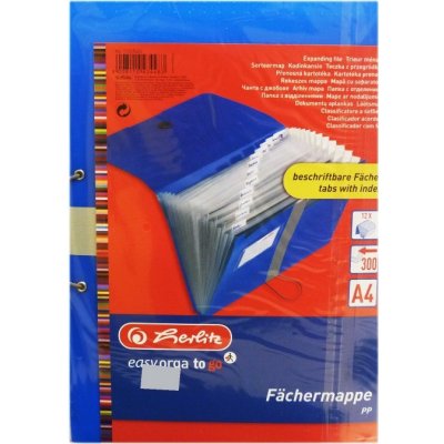 Herlitz Spisové desky easy orga A4 s 12dílným organizérem, modré – Zboží Mobilmania