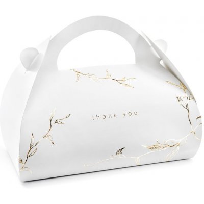 Ozdobné krabičky na výslužku bílé se zlatými větvičkami 16x8,5x9,5 cm, 10 ks – Zboží Dáma