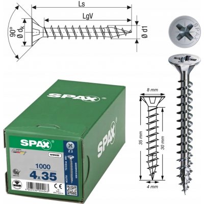 Šrouby do dřeva Spax 4 x 35 mm, 1000 ks – Hledejceny.cz