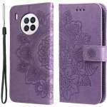 Flower PU kožené peněženkové pouzdro pro mobil Huawei Nova 8i/Honor 50 Lite - fialové – Hledejceny.cz