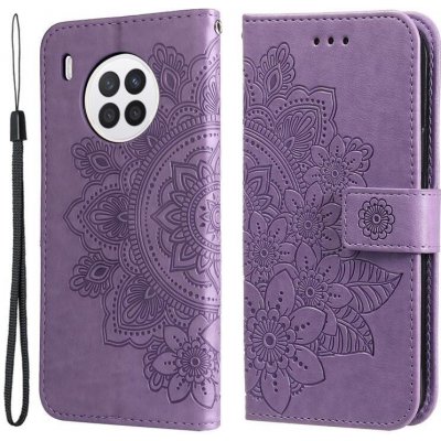 Flower PU kožené peněženkové pouzdro pro mobil Huawei Nova 8i/Honor 50 Lite - fialové – Hledejceny.cz
