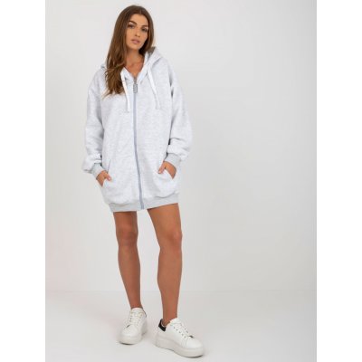 Světle šedá delší oversize mikina na zip s kapucí EM-BL-751.15X-light grey