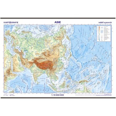 Kartografie PRAHA, a. s. Asie – reliéf a povrch – školní nástěnná mapa – Zboží Dáma