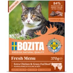 Bozita Cat Sterilised kousky v želé s kuřecím a hovězím 6 x 370 g