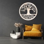 WOODENY Dřevěná dekorace na stěnu - strom života s kořeny Vyberte velikost:: Průměr 20 cm, Vyberte dekor: Topol – Zboží Mobilmania