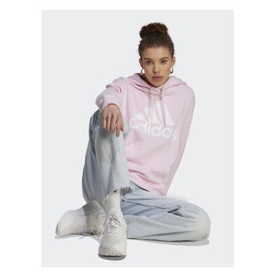 adidas Essentials Big Logo Oversized French Terry Hoodie IL3319 Růžová – Zboží Mobilmania