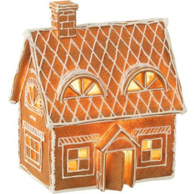 J-Line by Jolipa Vánoční perníková chaloupka s Led světýlky Gingerbread House - 18*14*22cm - J-Line by Jolipa – Hledejceny.cz