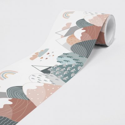 DIMEX SBD-15-012 Vliesová samolepicí bordura Dětské hory, rozměry 15 cm x 5 m bílá, růžová, m – Zboží Dáma