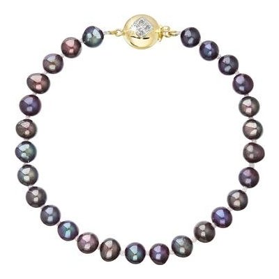 Evolution Group perlový náramek z říčních perel se zapínáním ze 14 karátového zlata 923001.3/9270A dk.peacock