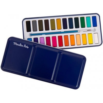 Moulin Roty akvarelové barvy v pánvičkách, 24 ks 713136 – Sleviste.cz