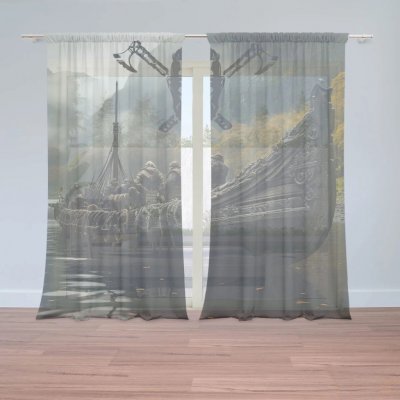 Sablio Záclony Vikingové Loď: 2ks 150x250cm – Hledejceny.cz