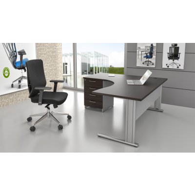 NABYTEK-DESIGNOVY.CZ - ZEP 1.14 07 Sestava kancelářského nábytku Komfort 1.14 kaštan/šedá – Zboží Dáma