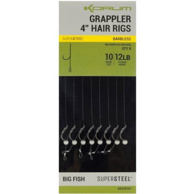 Korum Hotové Návazce Grappler Hair Rigs Barbed 10 cm Velikost 10 0,28 mm 10 lb 8 ks – Zbozi.Blesk.cz