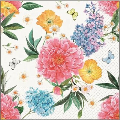 Anděl Papírové ubrousky třívrstvé barevné květy 33x33cm – Sleviste.cz