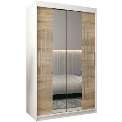 DobreSny York1 se zrcadlem 120 x 200 cm bílá / dub sonoma – Zboží Dáma