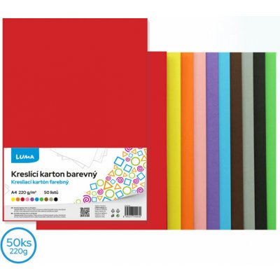 Kreslící karton LUMA barevný A4, 220g/m² - 50 ks – Sleviste.cz