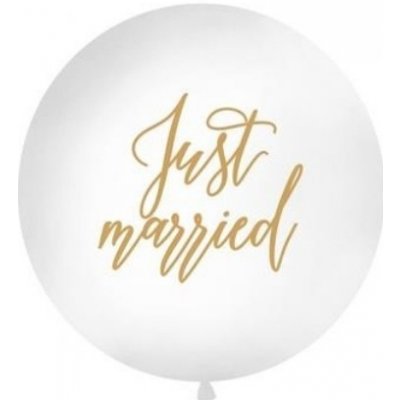 Party Deco Obří nafukovací balon bílý "Just married" - 1 m