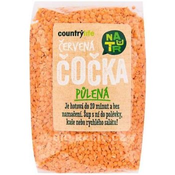 Country Life Čočka červená půlená loupaná 0,5 kg