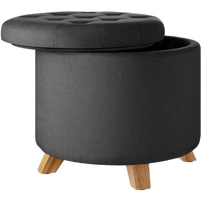 tectake Suna Linen Look Stool 150kg s úložným prostorem - tmavě šedá – Sleviste.cz