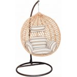 Textilomanie Světlé hnědé závěsné křeslo TROPIKAL se stojanem bílo-hnědým polštářem – Zboží Dáma