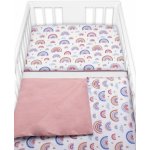 Baby Nellys Bavlněné povlečení do postýlky Duha s potiskem pudrová 120 x 90 cm – Sleviste.cz