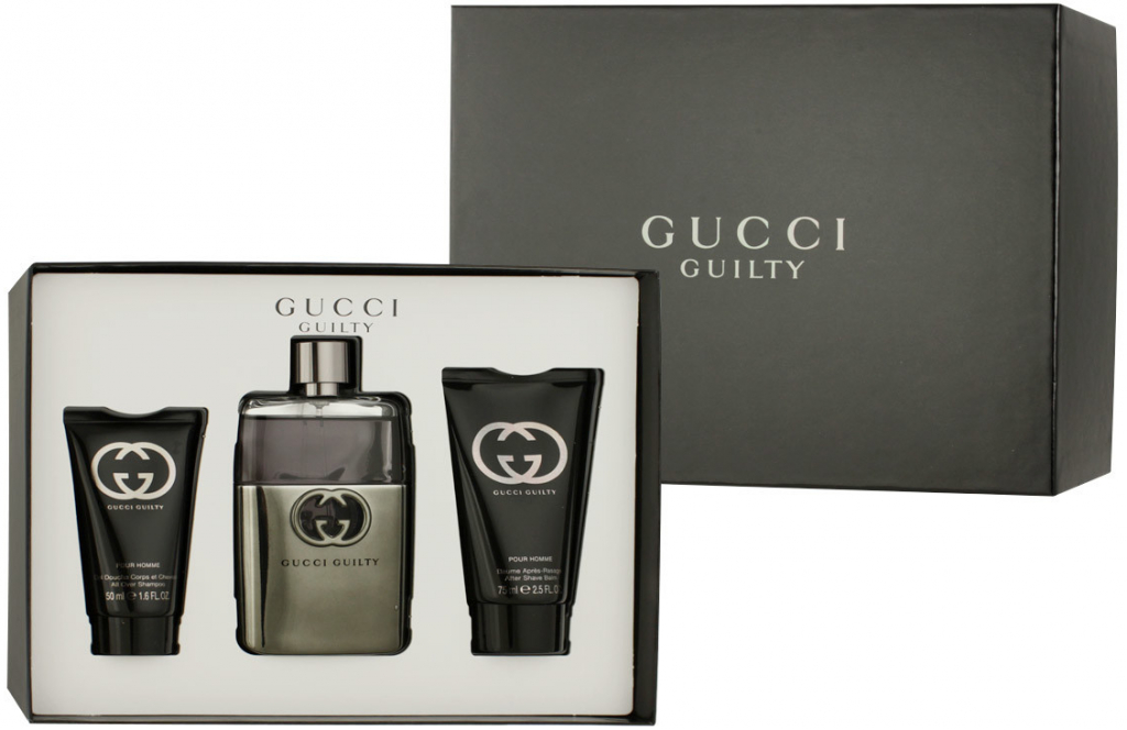 Gucci Guilty Pour Homme EDT 90 ml + sprchový gel 50 ml + balzám po holení 75 ml dárková sada