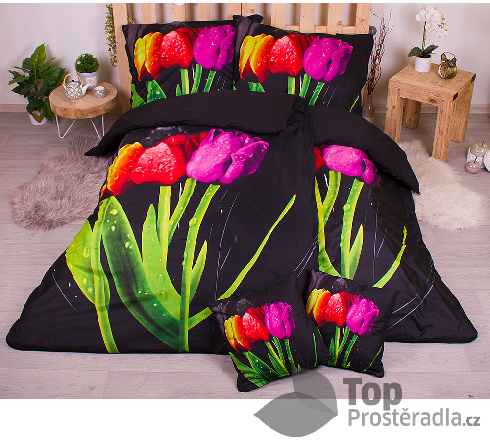 TOP Sedmidílná sada 3D povlečení Three Tulips 140x200 70x90 od 979 Kč -  Heureka.cz