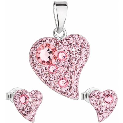 Evolution Group sada šperků s krystaly Swarovski náušnice a přívěsek růžová srdce 39170.3 light rose – Zboží Mobilmania