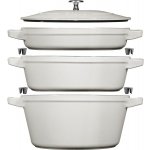 Sada STAUB litinový hrnec,kastrol a pánev s poklicí 24cm SET/4ks bílý lanýž – Zboží Dáma
