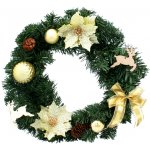 Aga Vánoční věnec Dekorativní, 40 cm, Zlatý STK19941 – Zboží Mobilmania