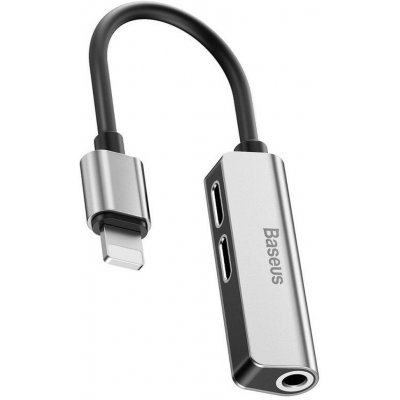 BASEUS adaptér HF od pro Apple Lightning 8-pin na 2x Apple Lightning 8-pin + Jack 3,5mm L52 CALL52-S1 stříbrno-černý – Zbozi.Blesk.cz