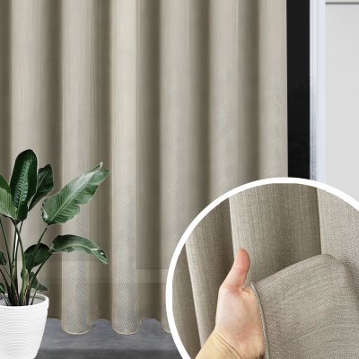 Záclona/Závěs béžovo-hnědá Linen Mist s efektem lnu a olůvkem Ervi 4451 – Hledejceny.cz