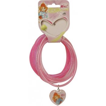 Winx Club Náramky PVC sada 6ks přívěsek srdce Bloom tmavě růžová 040088