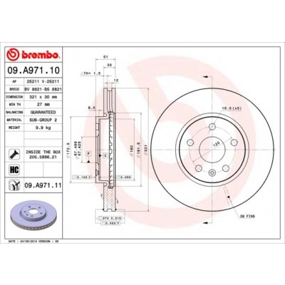 BREMBO Brzdový kotouč 09.A971.11 – Hledejceny.cz