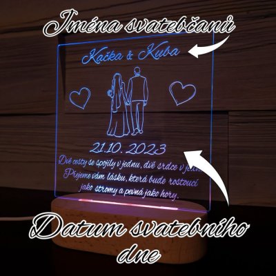 Block Engrave Lampička - Svatební přání s jmény a datem