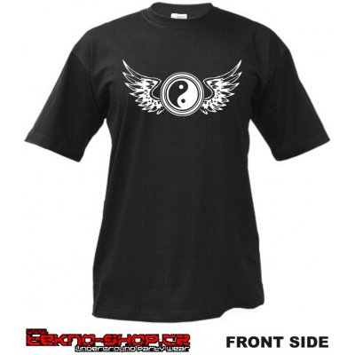 Teknoshop Wings Jin-Jang tekno tričko s potiskem pánské černé