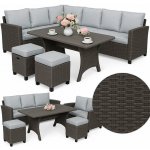 Pro-Tech shop Jídelní souprava - rohová pohovka, stůl a 2 taburetky, šedá 41029 OM-870871 – Zboží Mobilmania