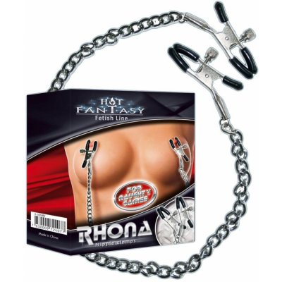 Šroubovací svorky na bradavky se spojovacím řetízkem Rhona z kol. Fetish Line Hot Fantasy