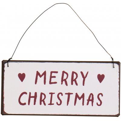 Ib Laursen Závěsná plechová cedulka Merry Christmas, červená barva, kov – Zbozi.Blesk.cz