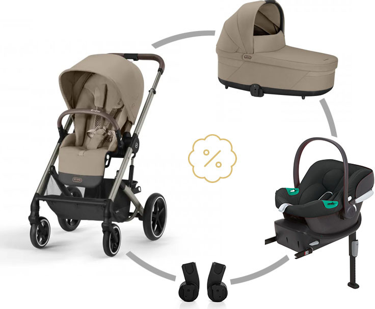 Cybex SET BALIOS S LUX + korba + adaptéry + autosedačka + základna - ALMOND BEIGE 2024