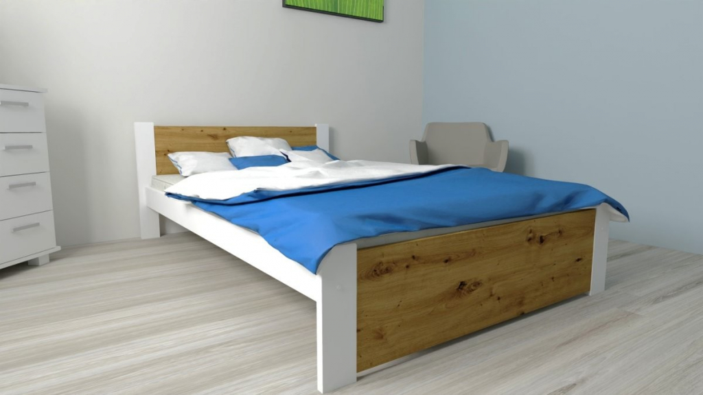 ComfortMatrace Luna + rošt masiv borovice barva dub artisan / bílá matrace Goltex 15cm