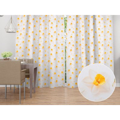 Biante Dekorační závěs TF-137 Narcisky na bílém 140x220 cm – Hledejceny.cz