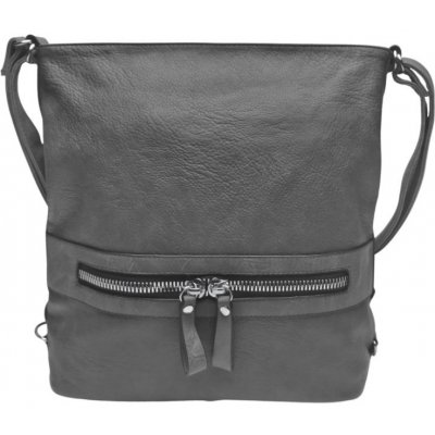 Velký středně šedý kabelko-batoh 2v1 z eko kůže Středně šedá
