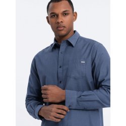Ombre Clothing pánská košile s dlouhým rukávem Vulmer modrá
