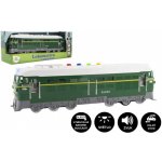 Teddies Lokomotiva/Vlak zelená plast 35cm na baterie se zvukem se světlem v krabici 41x16x12cm – Sleviste.cz