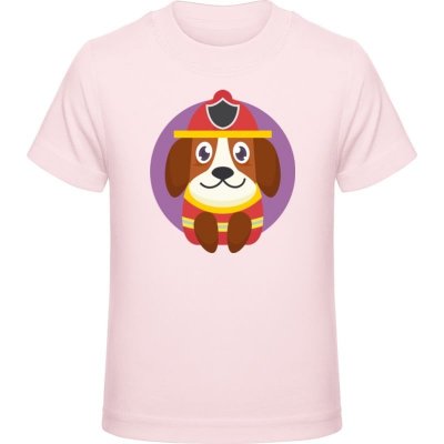 Premium Tričko pro Děti Design se psem pro děti hasič Křídová růžová Dětské – Zboží Mobilmania