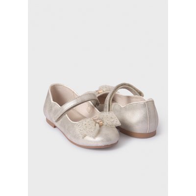 Mayoral balerínky kožené s tylovou mašličkou zlaté – Zboží Dáma