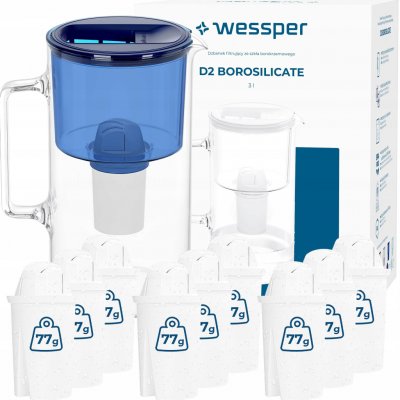 Wessper D2 BOROSILICATE 3 l modrý + filtr 10 ks – Sleviste.cz