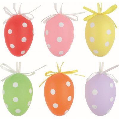 Vajíčka plastová s puntíky na zavěšení 6cm, set 6ks – Hledejceny.cz